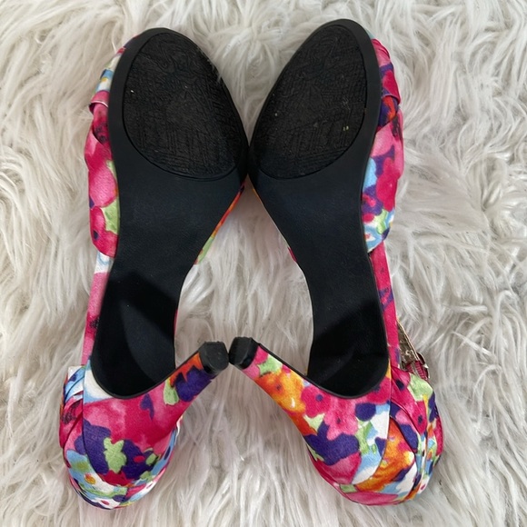 K9 By Rocket Dog Pumps Heel Size 8.5 Ankle Strap Buckle Pink Floral Jazzin Homer - Picture 10 of 14